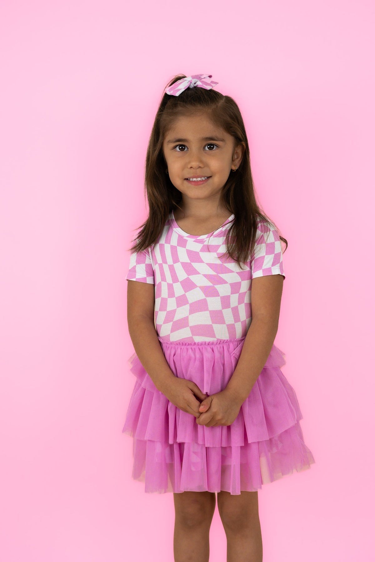 DREAM BIG LITTLE CO BUBBLEGUM WAVY CHECKERS DREAM TUTU DRESSEveretts Place