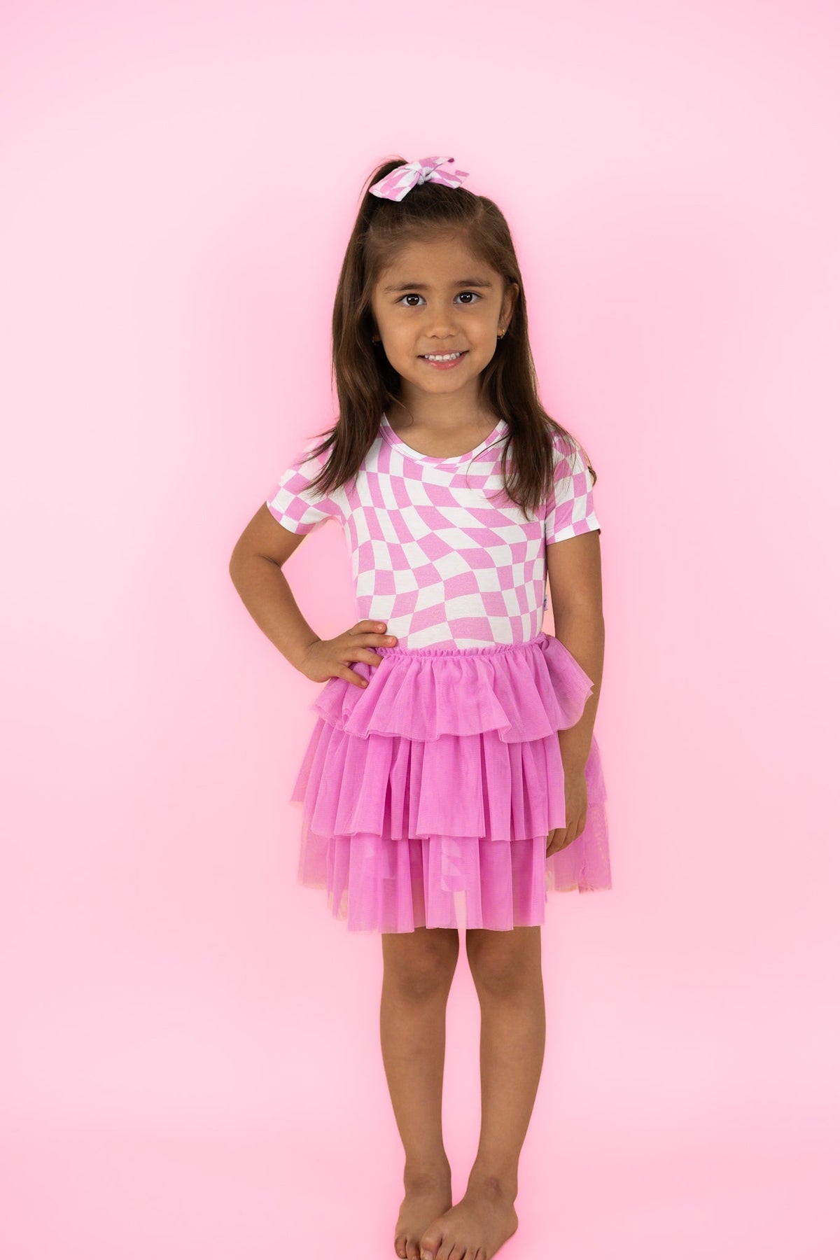 DREAM BIG LITTLE CO BUBBLEGUM WAVY CHECKERS DREAM TUTU DRESSEveretts Place