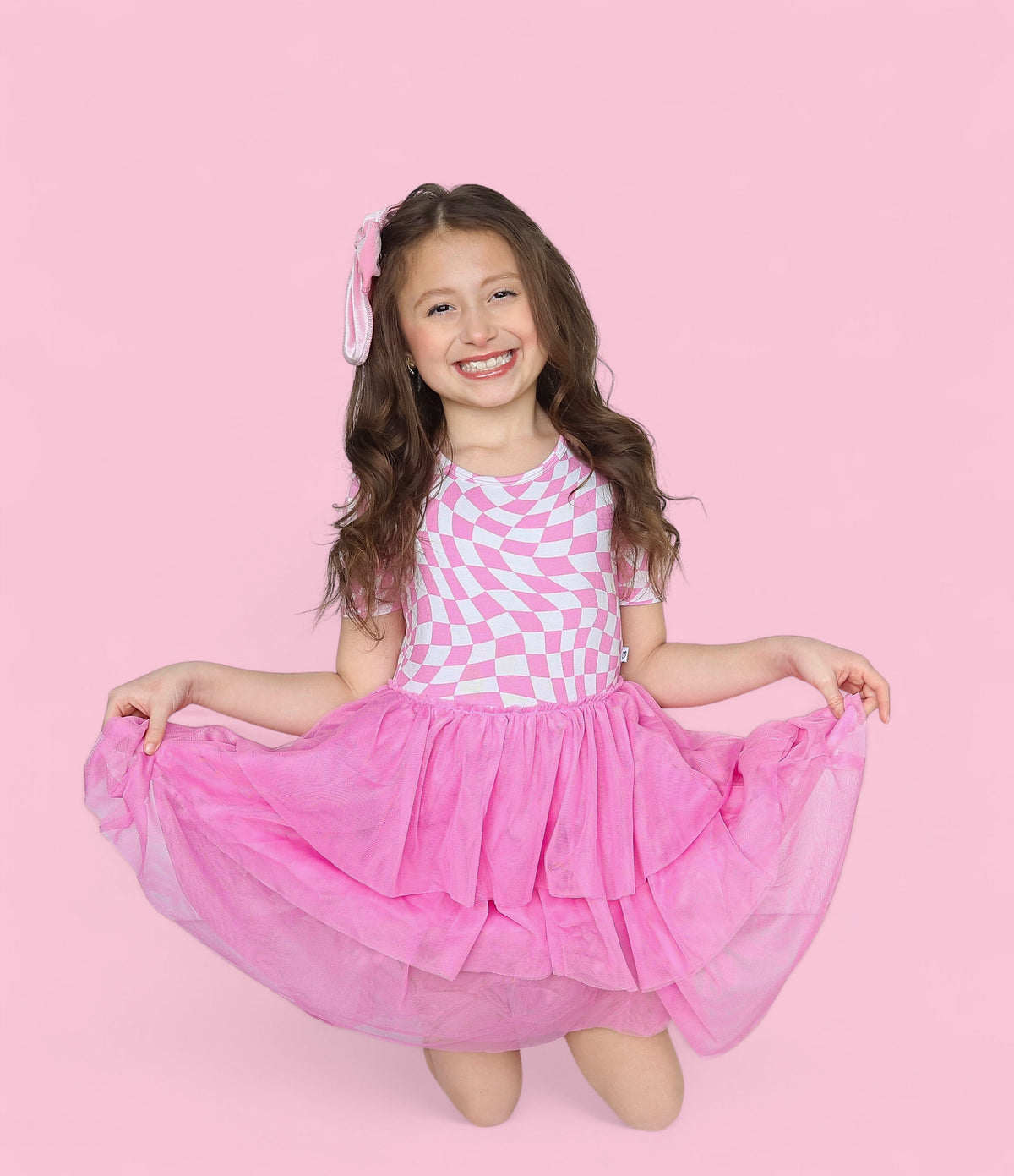 DREAM BIG LITTLE CO BUBBLEGUM WAVY CHECKERS DREAM TUTU DRESSEveretts Place