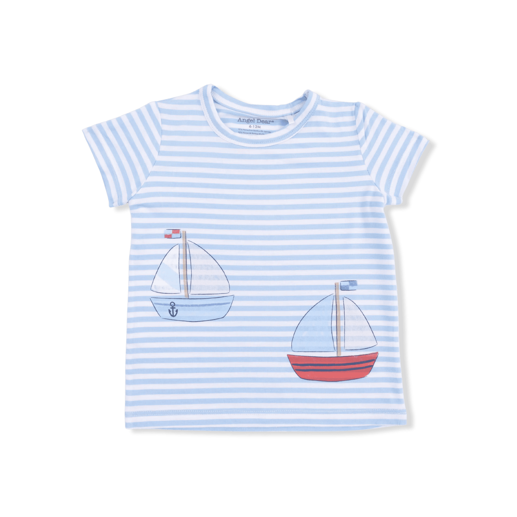 Angel Dear Bubbly Sailboat Stripe - Crew Neck Tee with Cargo Short - 