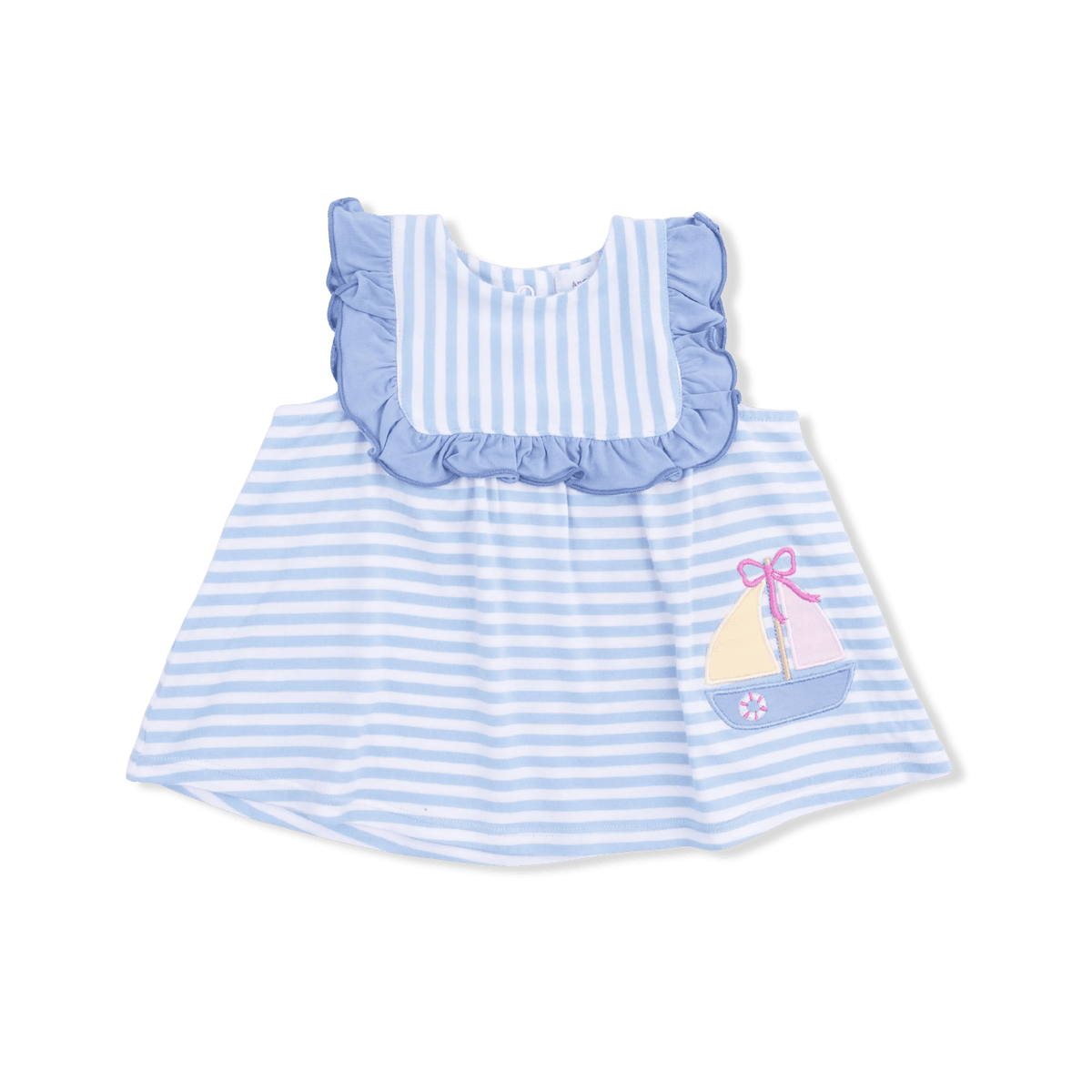 Angel Dear Bubbly Sailboat Stripe - Ruffle Top and Bloomer - 