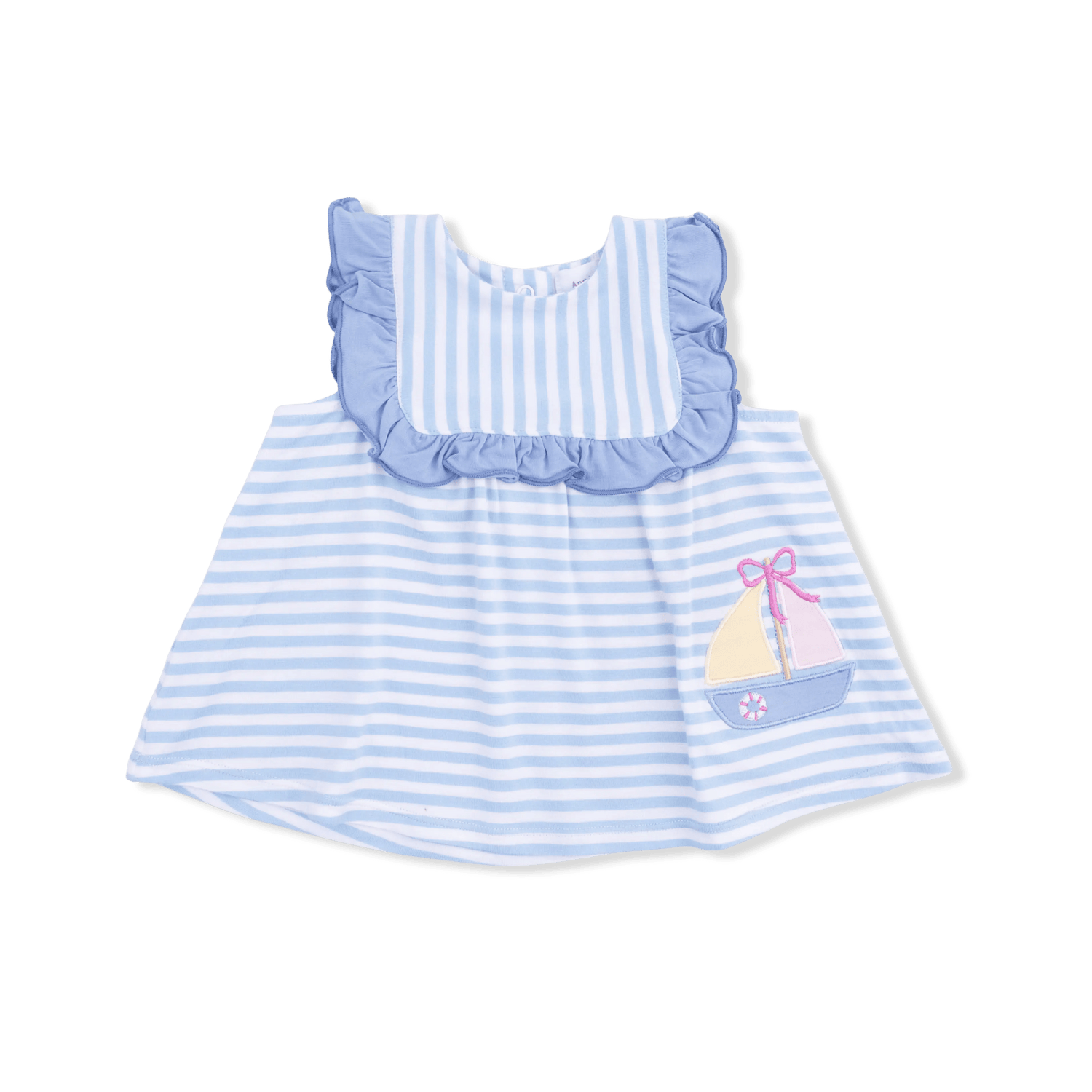Angel Dear Bubbly Sailboat Stripe - Ruffle Top and Bloomer - 