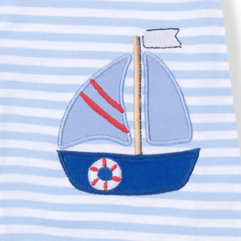 Angel Dear Bubbly Sailboat Stripe - Sleeveless Romper - 