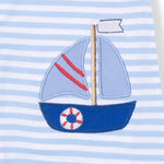 Angel Dear Bubbly Sailboat Stripe - Sleeveless Romper - 