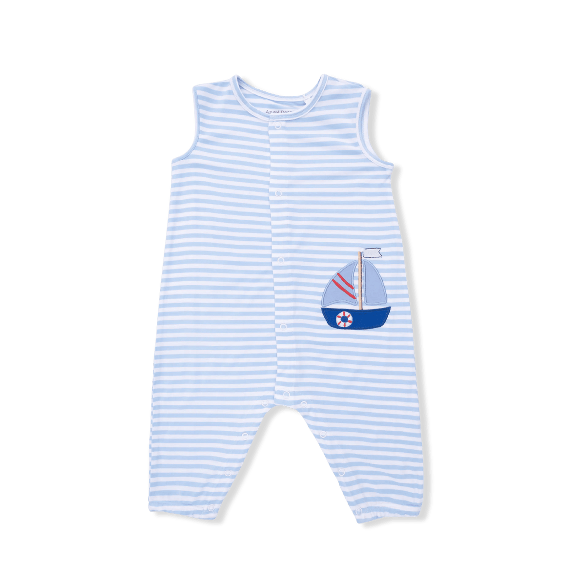 Angel Dear Bubbly Sailboat Stripe - Sleeveless Romper - 