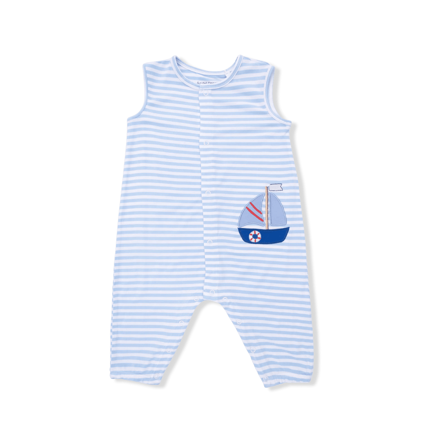 Angel Dear Bubbly Sailboat Stripe - Sleeveless Romper - 