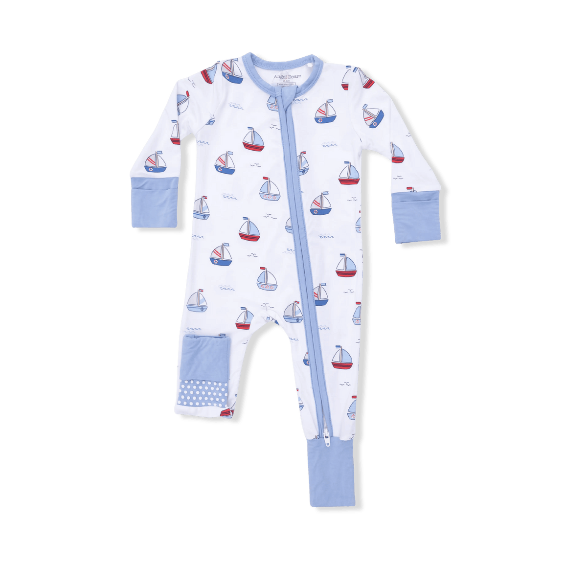 Angel Dear Bubbly Sailboats Blue - Convertible Romper - 