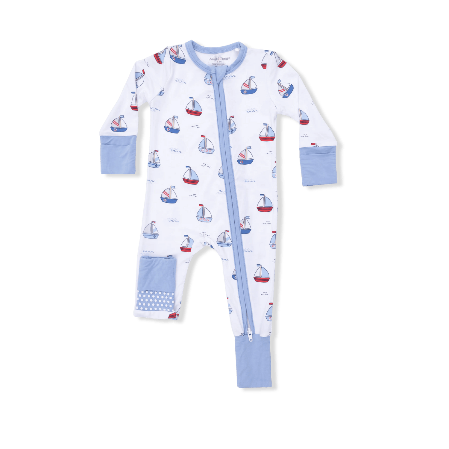 Angel Dear Bubbly Sailboats Blue - Convertible Romper - 