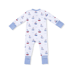 Angel Dear Bubbly Sailboats Blue - Convertible Romper - 