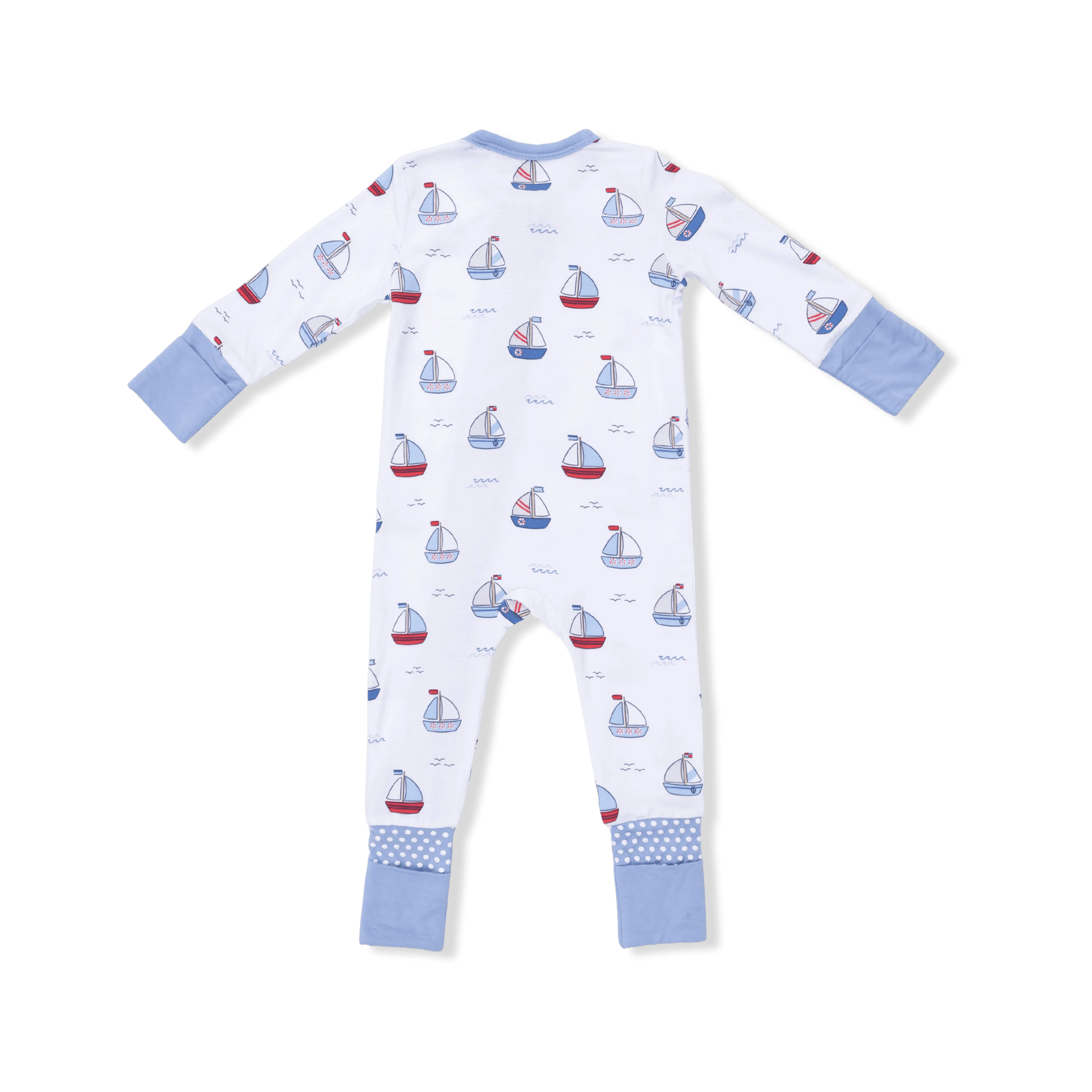 Angel Dear Bubbly Sailboats Blue - Convertible Romper - 