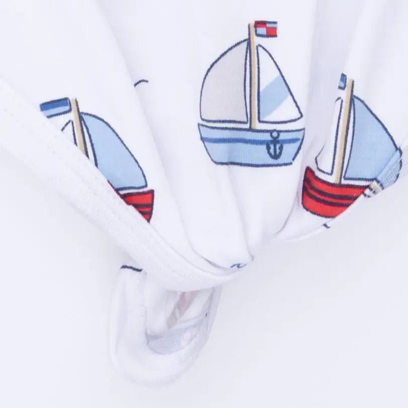 Angel Dear Bubbly Sailboats Blue - Knotted Gown and Hat - 