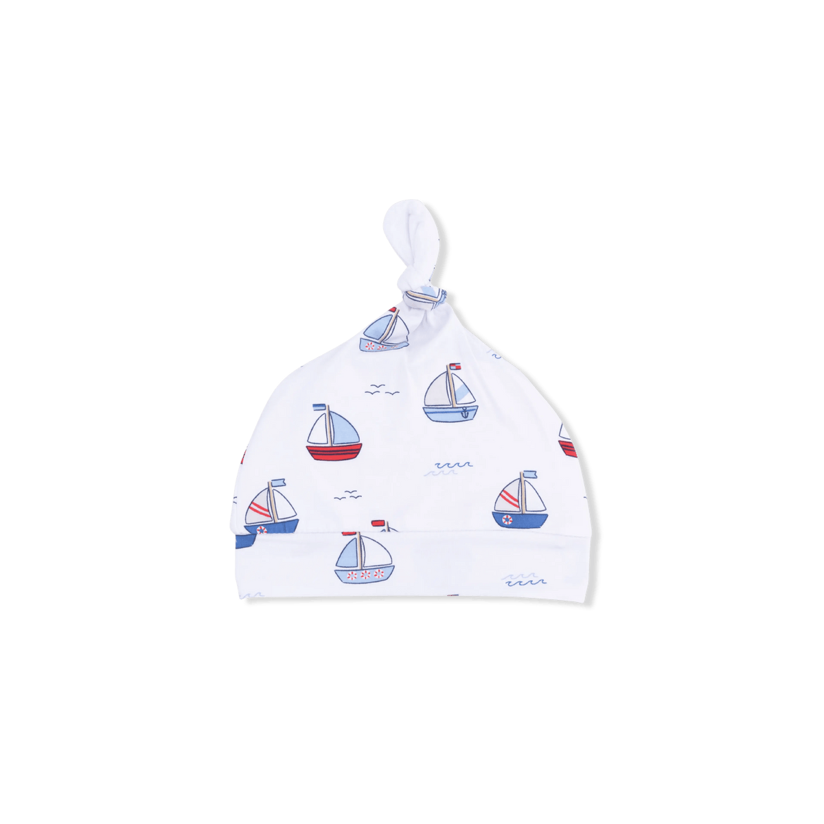 Bubbly Sailboats Blue - Knotted Hat - Baby & Toddler Clothing, Bib, Swim cap, Hat | Everetts Place