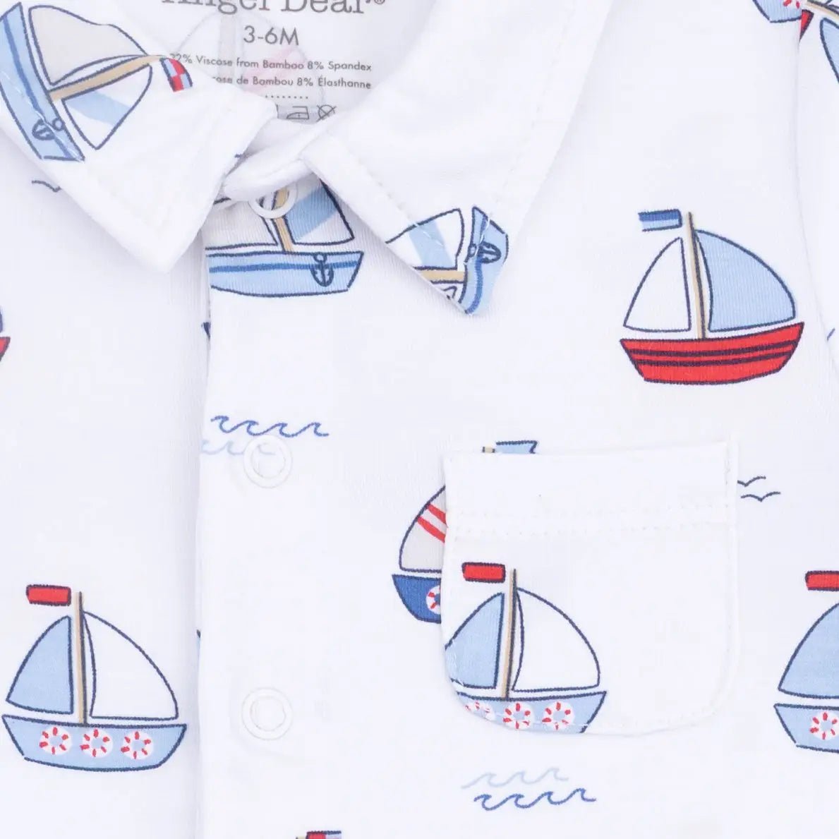 Angel Dear Bubbly Sailboats Blue - Polo Shortie - 