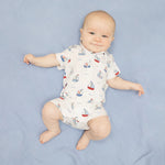 Angel Dear Bubbly Sailboats Blue - Polo Shortie - 