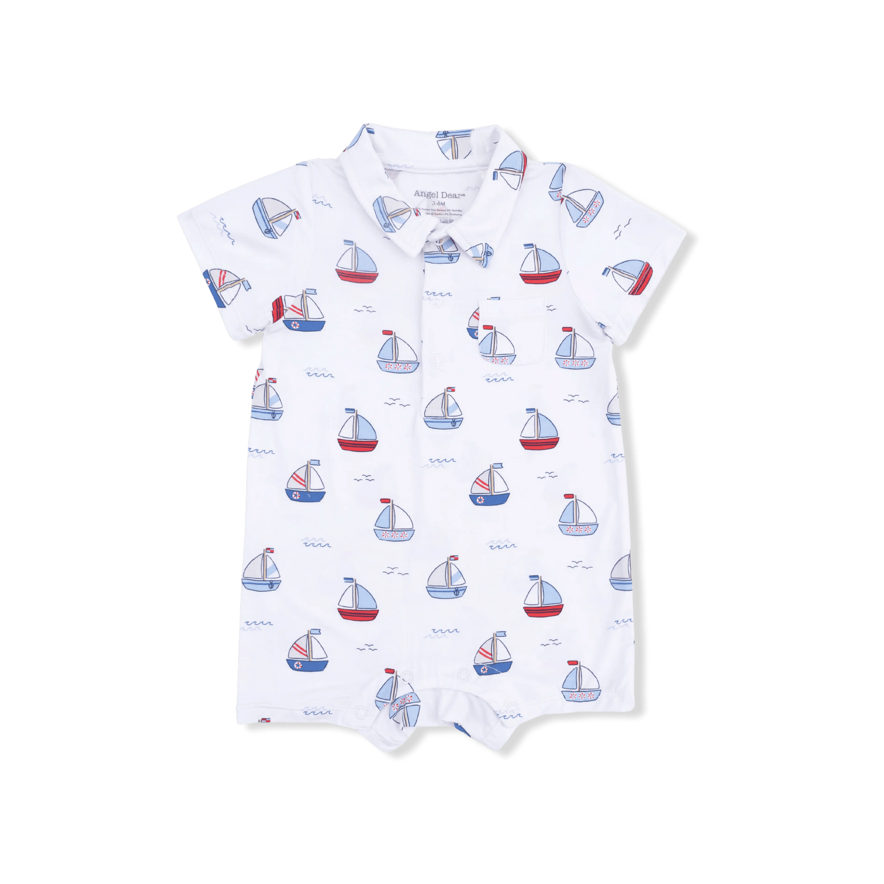 Angel Dear Bubbly Sailboats Blue - Polo Shortie - 