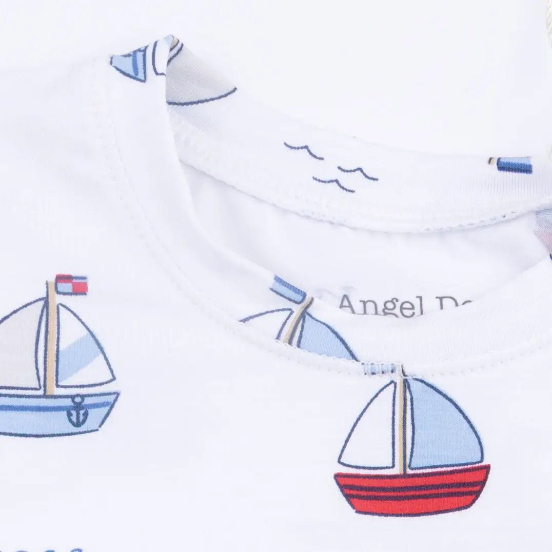 Angel Dear Bubbly Sailboats Blue - Short Sleeve Loungewear Set - 