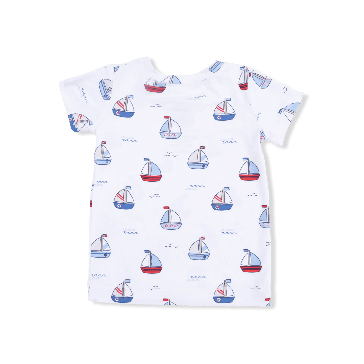 Angel Dear Bubbly Sailboats Blue - Short Sleeve Loungewear Set - 