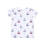 Angel Dear Bubbly Sailboats Blue - Short Sleeve Loungewear Set - 