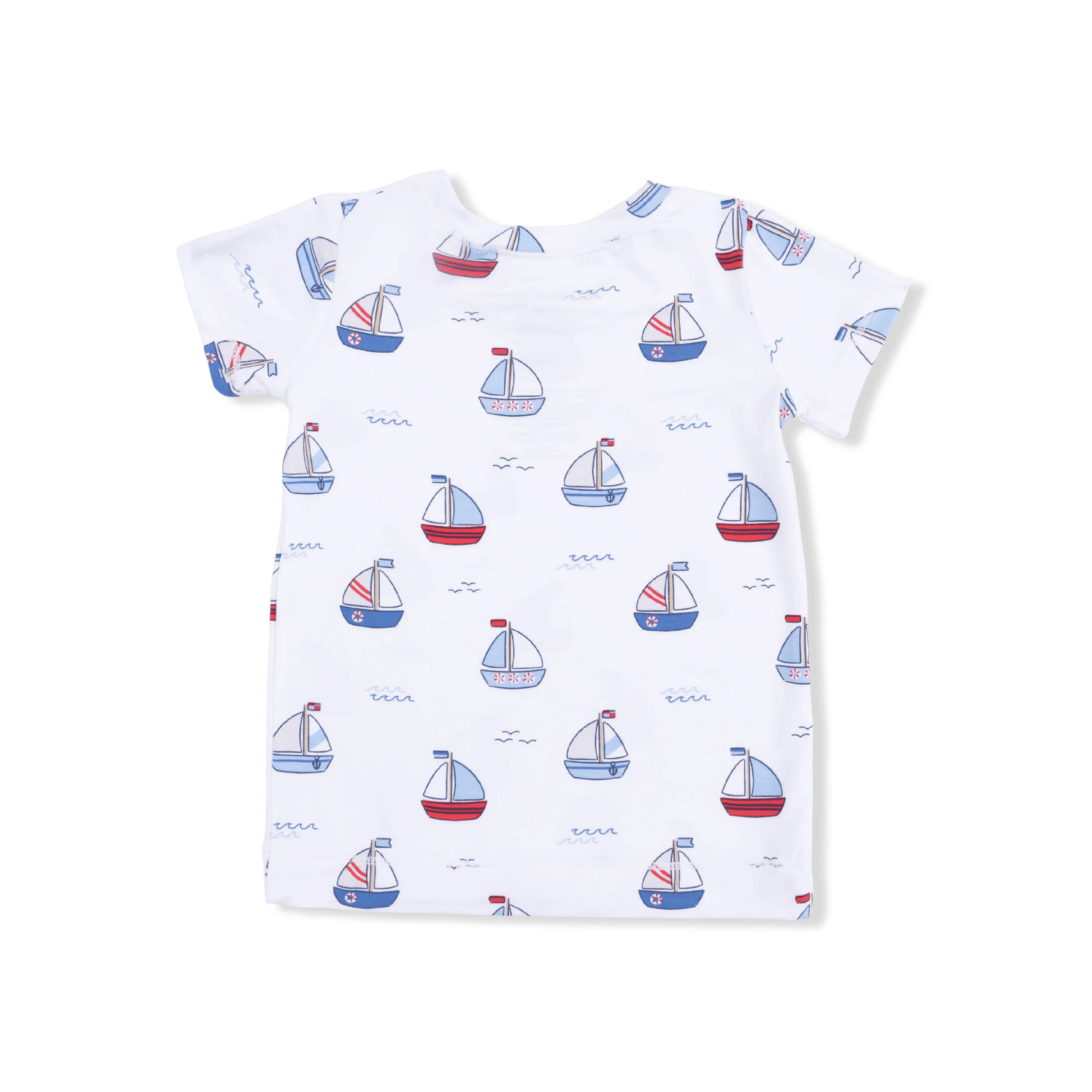 Angel Dear Bubbly Sailboats Blue - Short Sleeve Loungewear Set - 