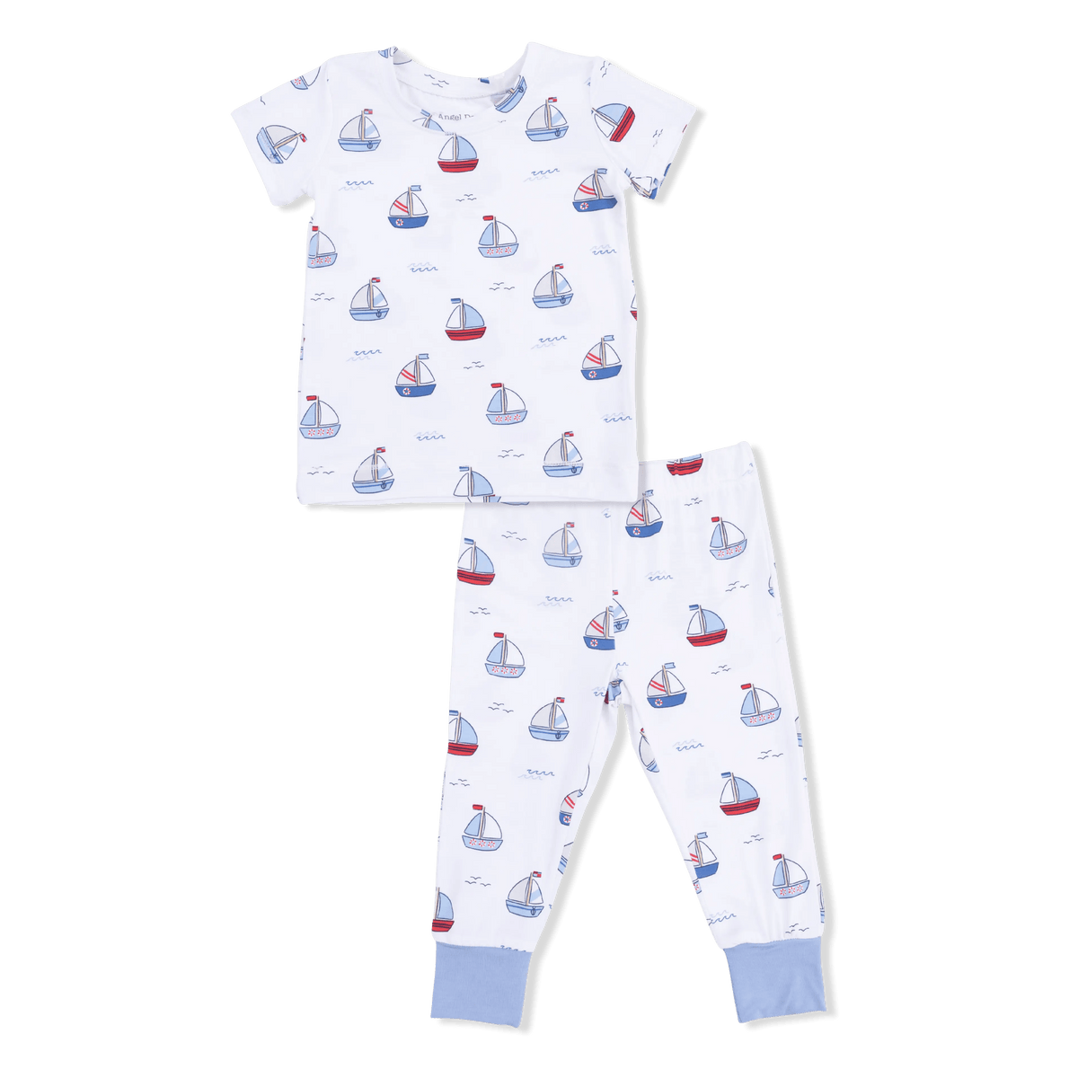 Angel Dear Bubbly Sailboats Blue - Short Sleeve Loungewear Set - 