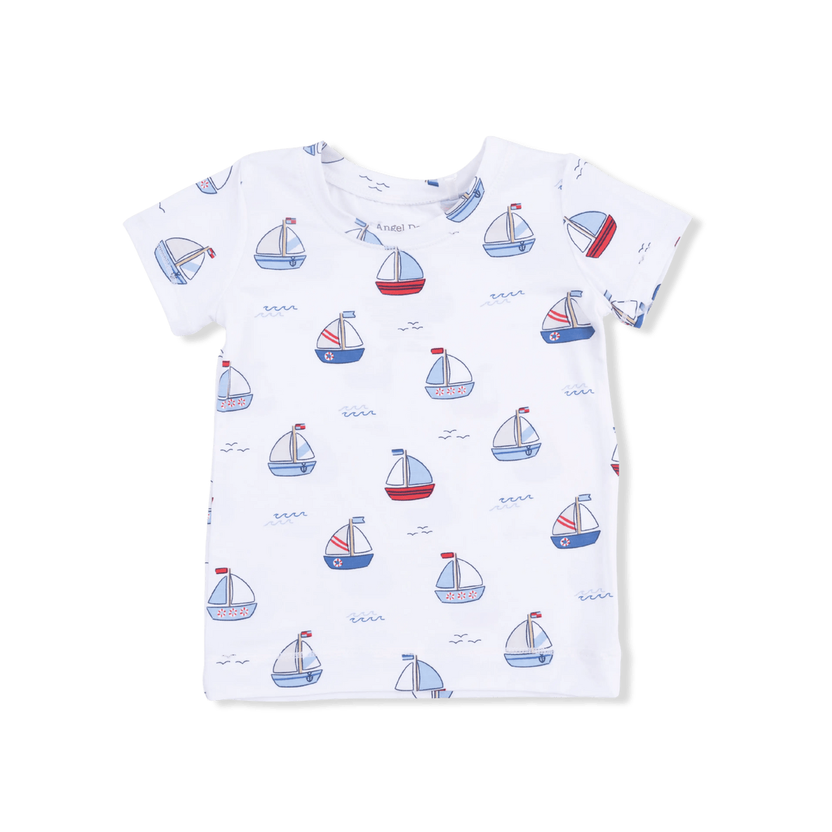 Angel Dear Bubbly Sailboats Blue - Short Sleeve Loungewear Set - 