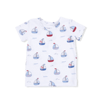 Angel Dear Bubbly Sailboats Blue - Short Sleeve Loungewear Set - 