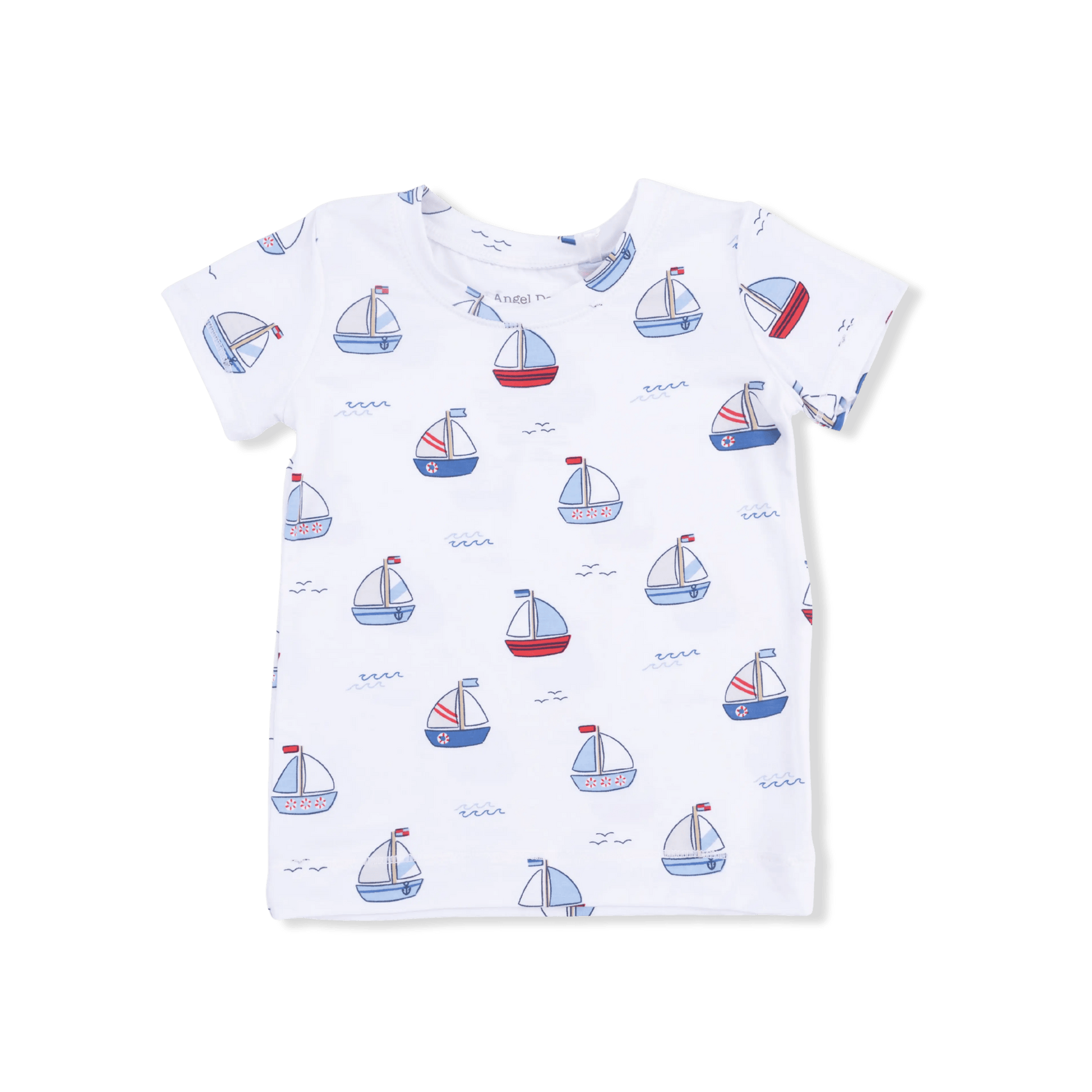 Angel Dear Bubbly Sailboats Blue - Short Sleeve Loungewear Set - 