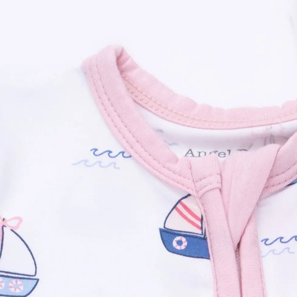Angel Dear Bubbly Sailboats Pink - Convertible Romper - 