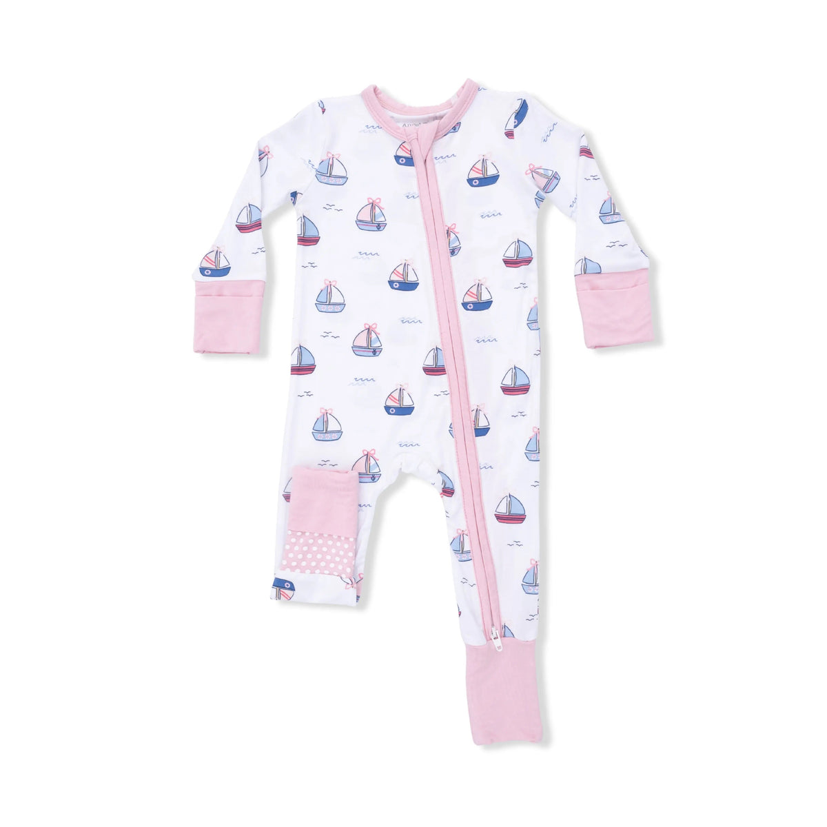 Angel Dear Bubbly Sailboats Pink - Convertible Romper - 