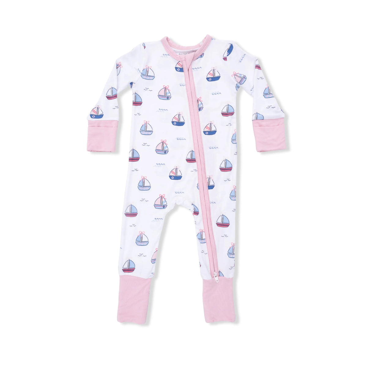 Angel Dear Bubbly Sailboats Pink - Convertible Romper - 