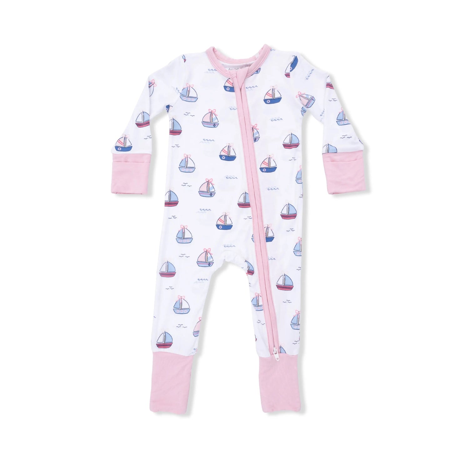 Angel Dear Bubbly Sailboats Pink - Convertible Romper - 