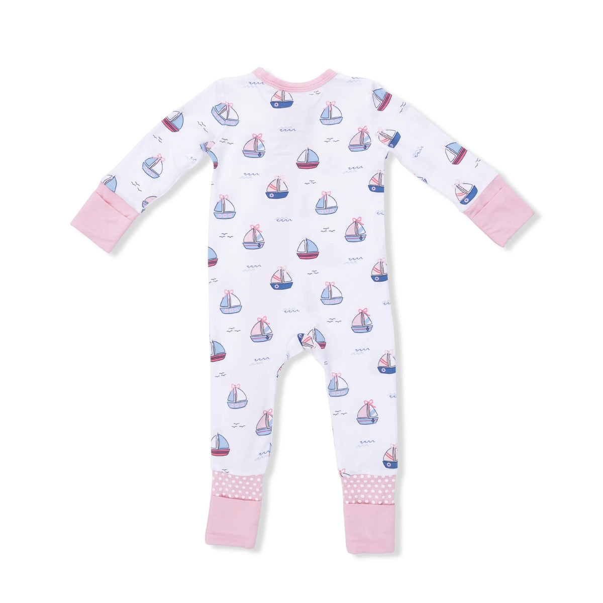 Angel Dear Bubbly Sailboats Pink - Convertible Romper - 