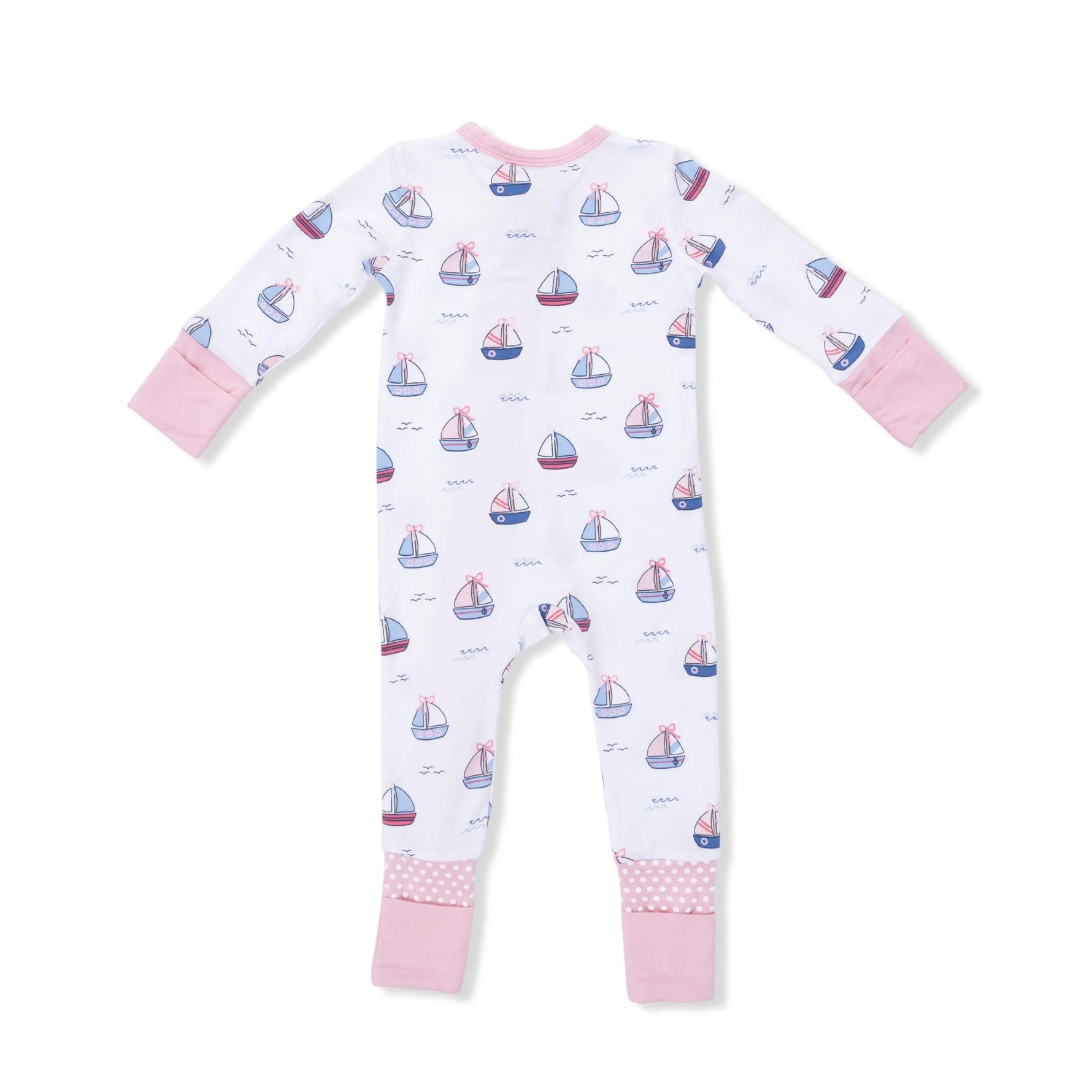 Angel Dear Bubbly Sailboats Pink - Convertible Romper - 