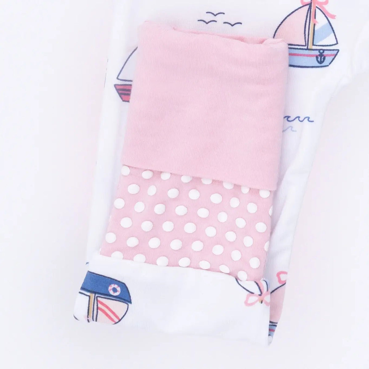 Angel Dear Bubbly Sailboats Pink - Convertible Romper - 