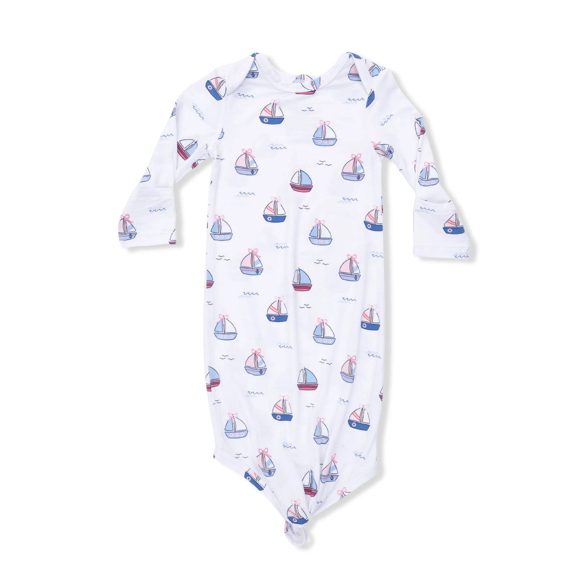 Bubbly Sailboats Pink - Knotted Gown - White, Baby & Toddler Clothing, Anchor, Clothing | Everetts Place