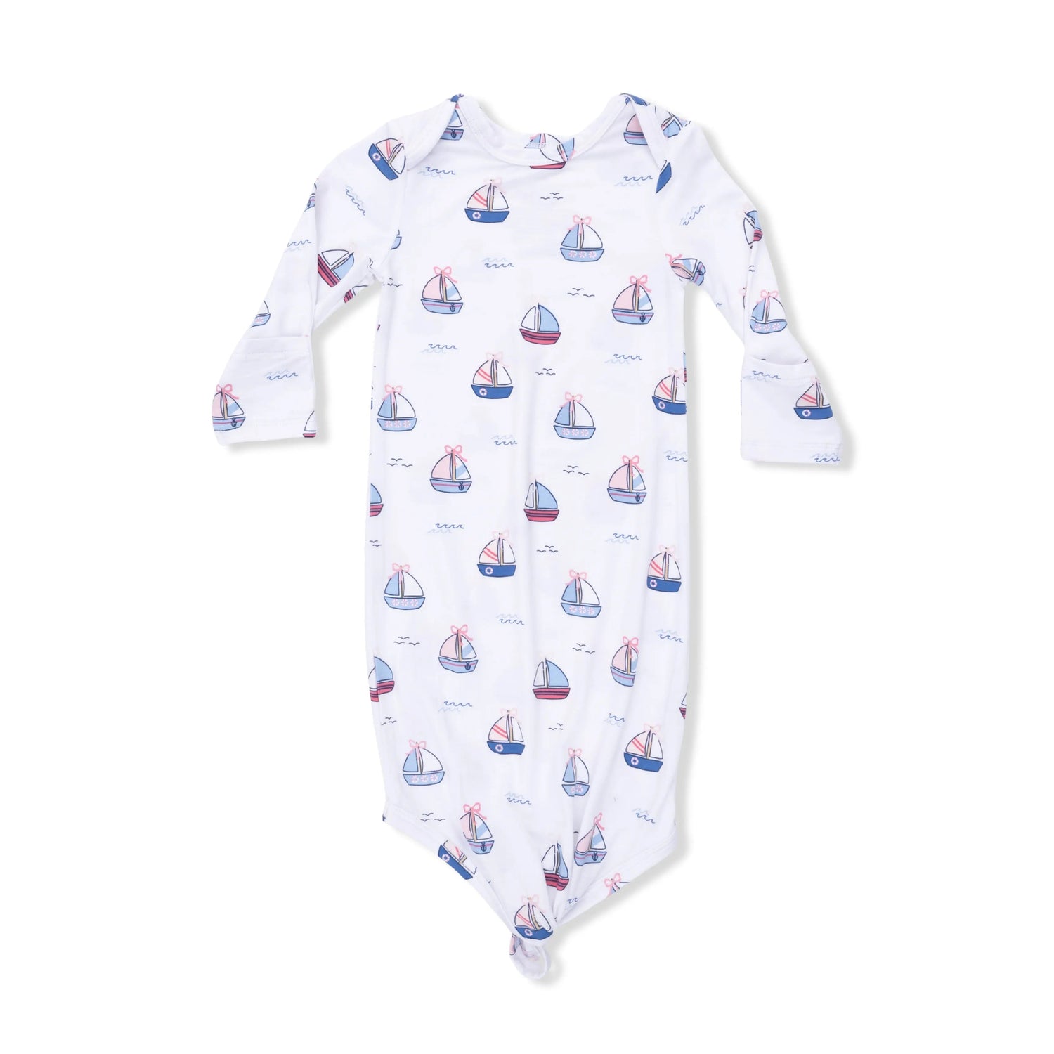 Bubbly Sailboats Pink - Knotted Gown - White, Baby & Toddler Clothing, Anchor, Clothing | Everetts Place