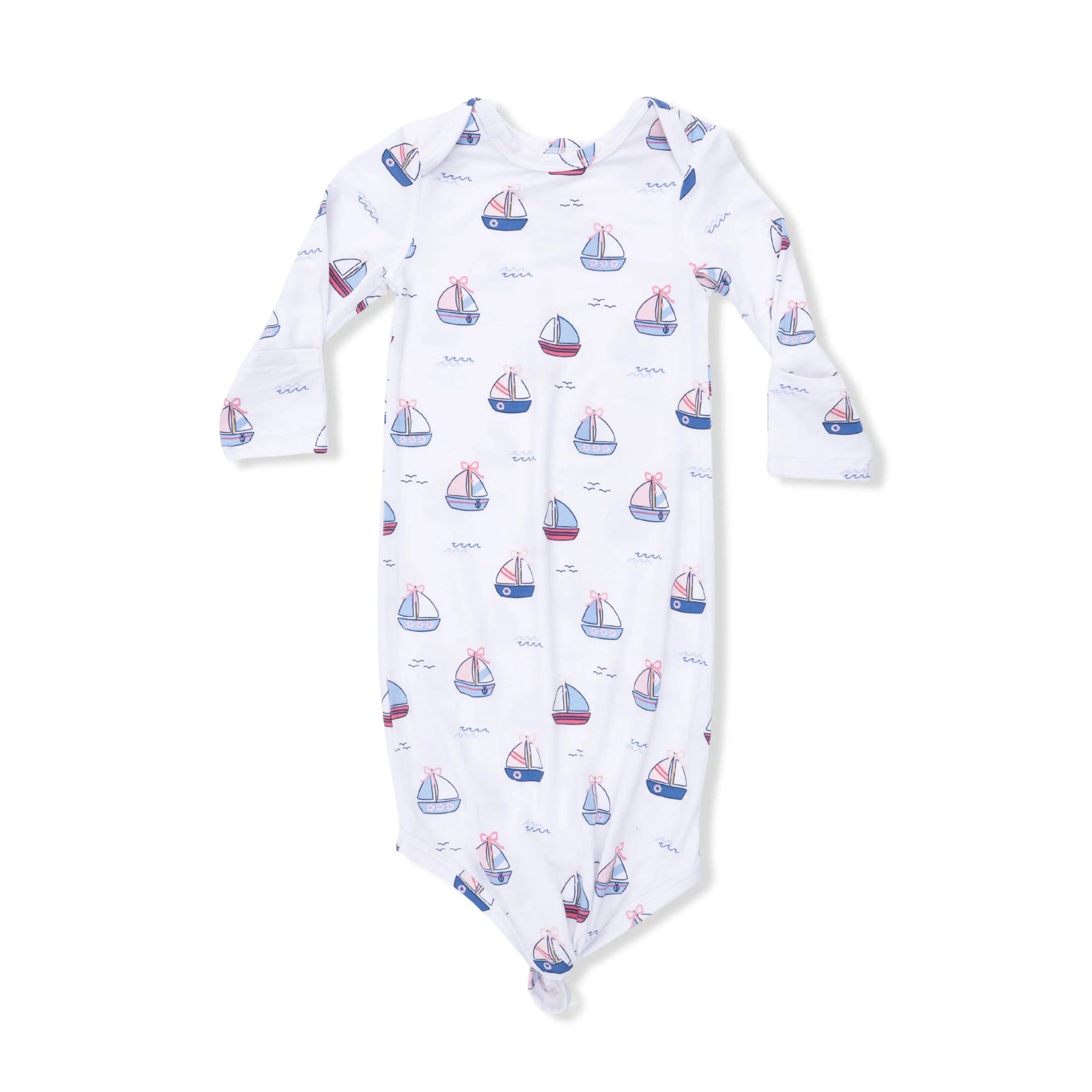 Bubbly Sailboats Pink - Knotted Gown - White, Baby & Toddler Clothing, Anchor, Clothing | Everetts Place