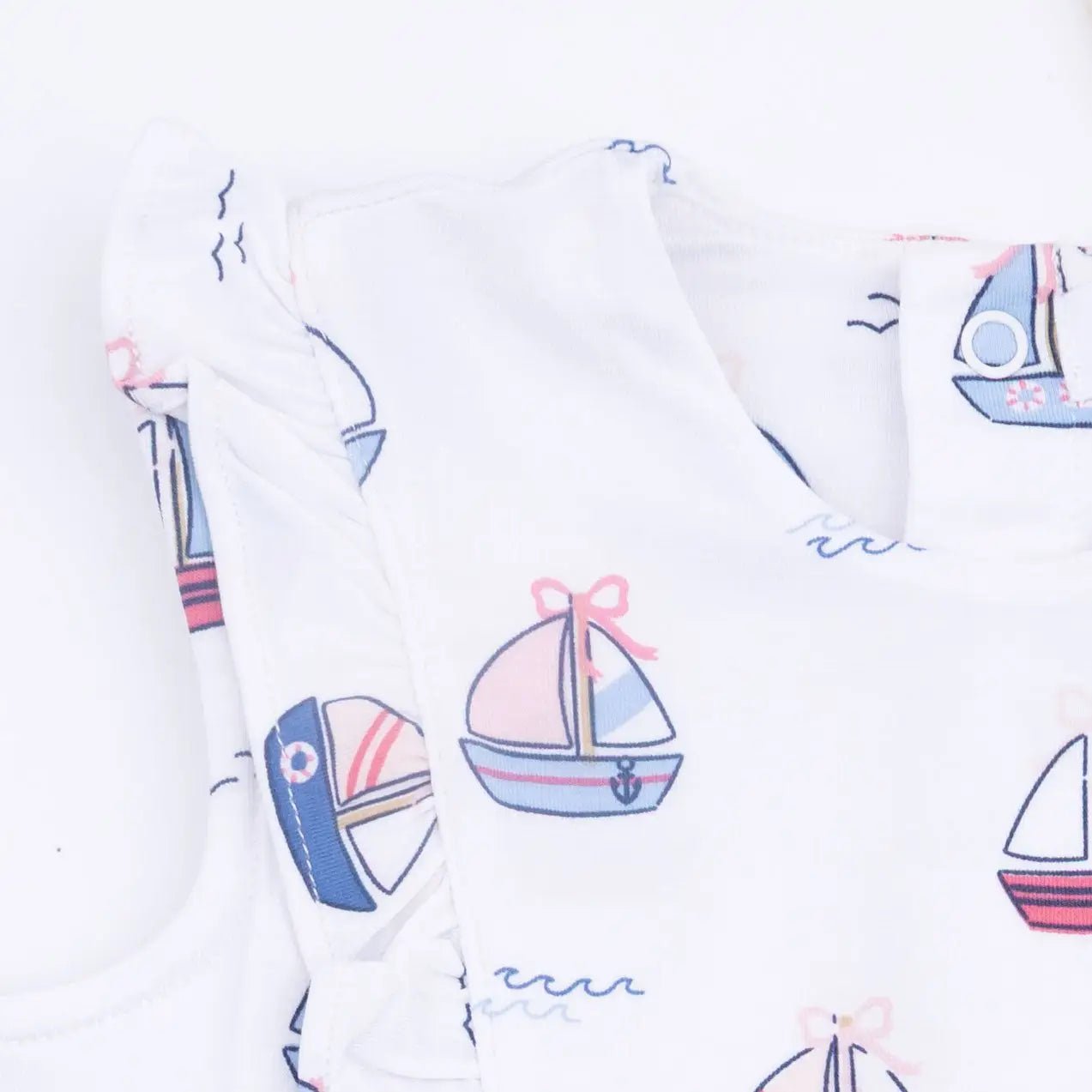 Angel Dear Bubbly Sailboats Pink - Ruffle Bodysuit Dress - 