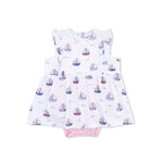Angel Dear Bubbly Sailboats Pink - Ruffle Bodysuit Dress - 