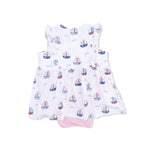 Angel Dear Bubbly Sailboats Pink - Ruffle Bodysuit Dress - 