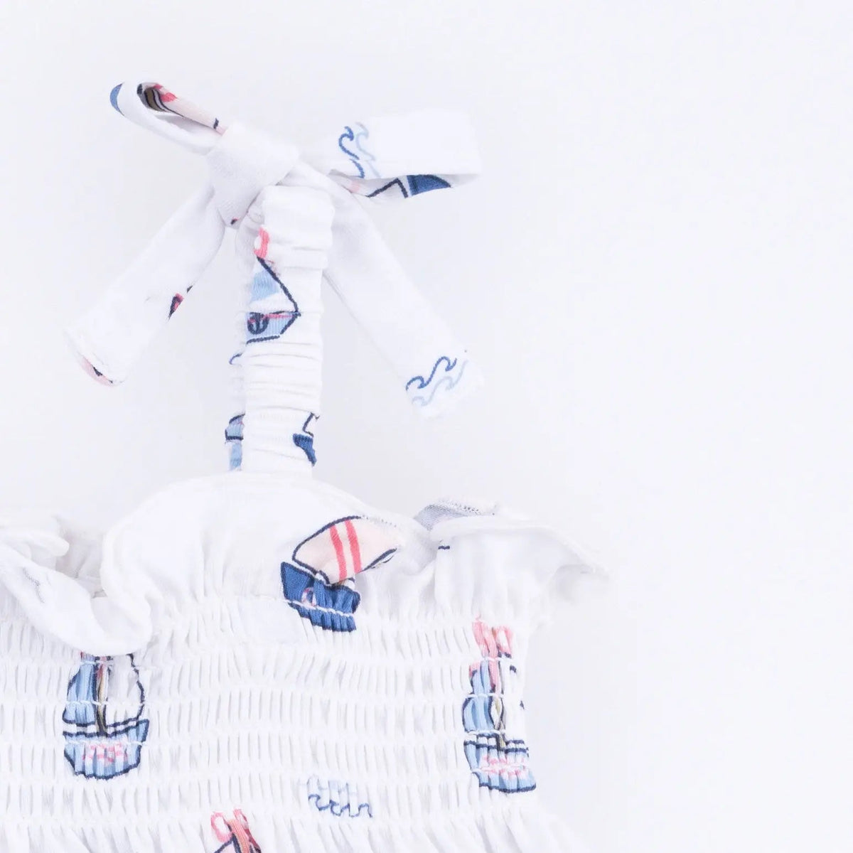 Angel Dear Bubbly Sailboats Pink - Smocked Top & Bike Short - 