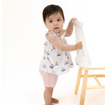 Angel Dear Bubbly Sailboats Pink - Smocked Top & Bike Short - 