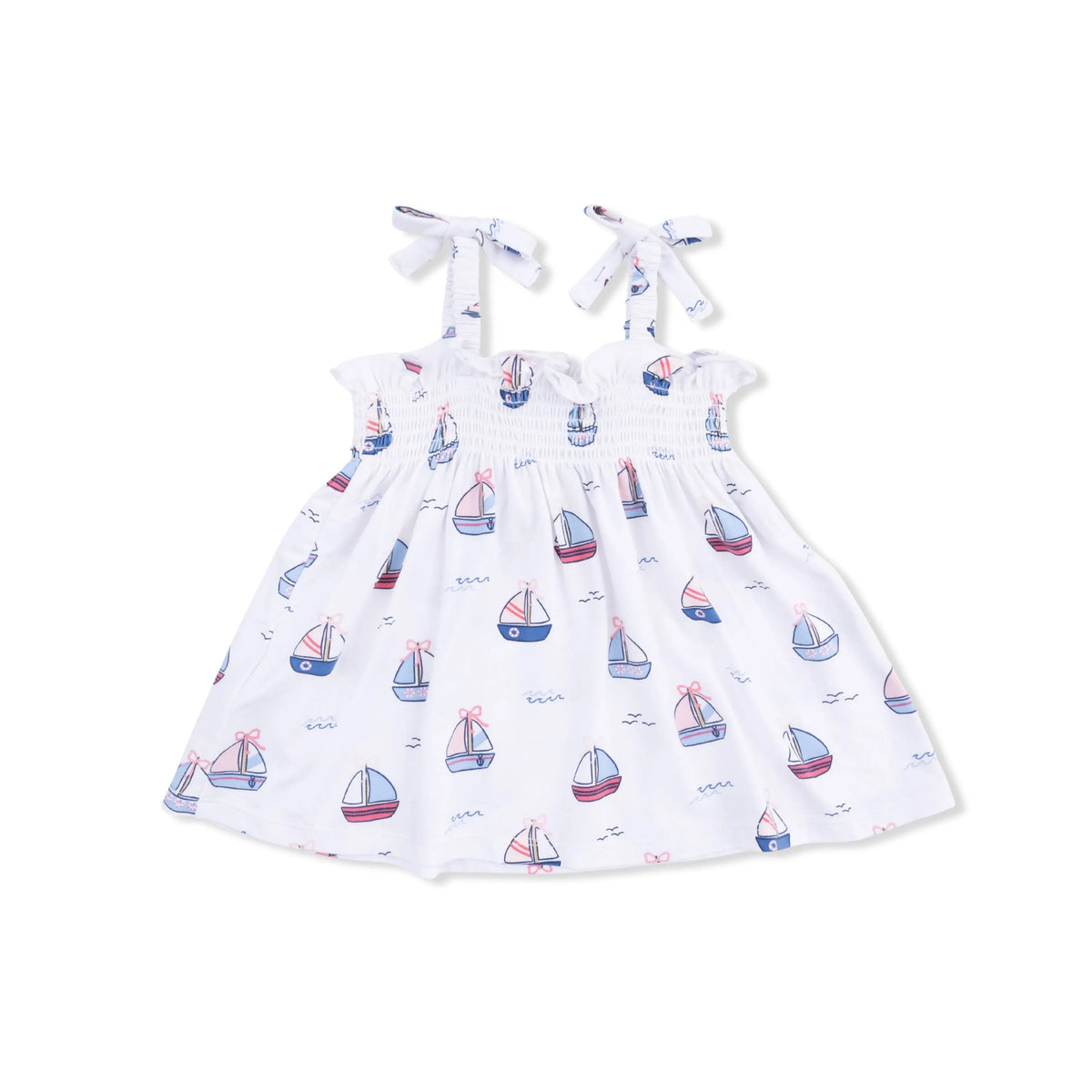 Angel Dear Bubbly Sailboats Pink - Smocked Top & Bike Short - 