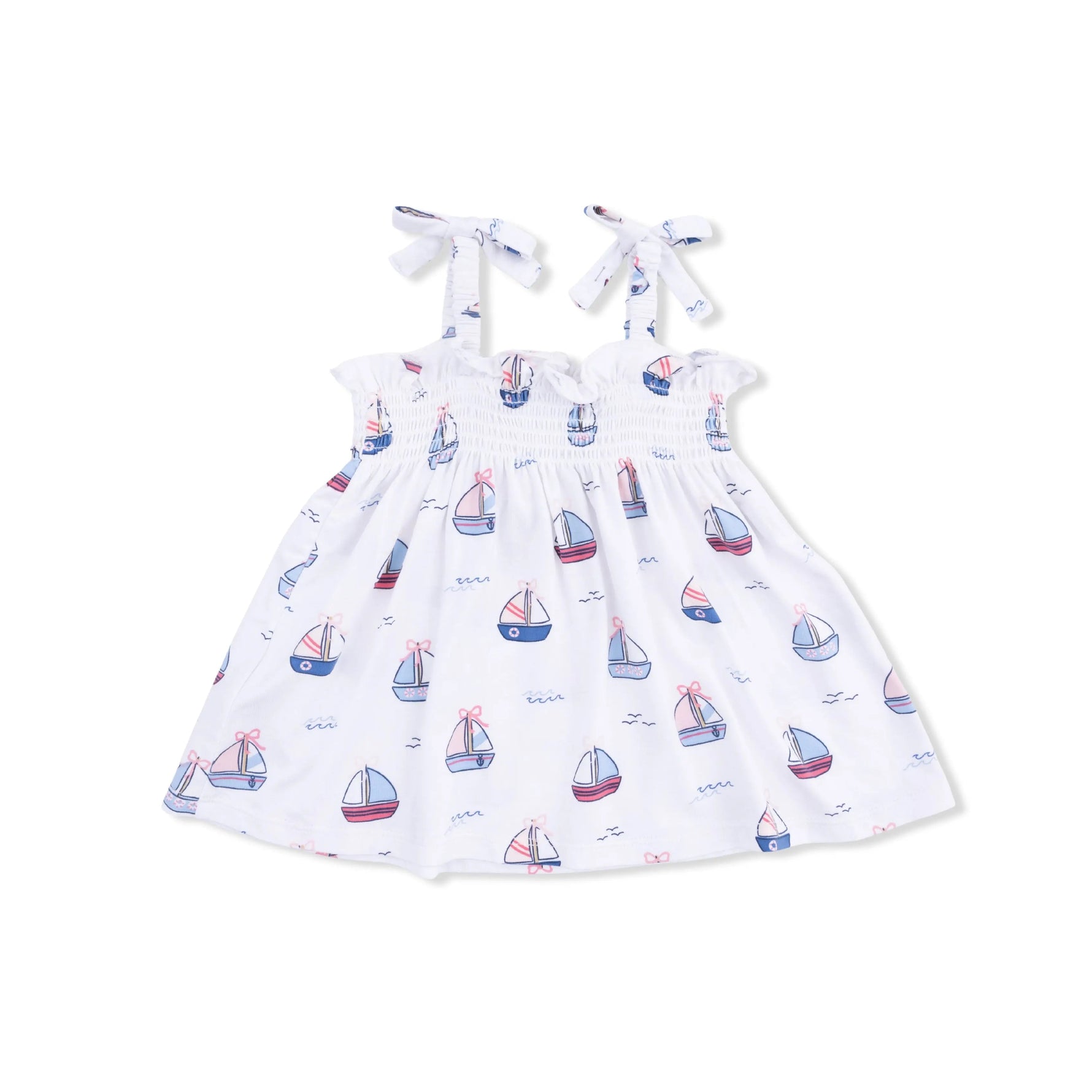 Angel Dear Bubbly Sailboats Pink - Smocked Top & Bike Short - 