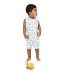 Angel Dear Bubbly Sailor Whales Blue - Sleeveless Shortie Romper - 