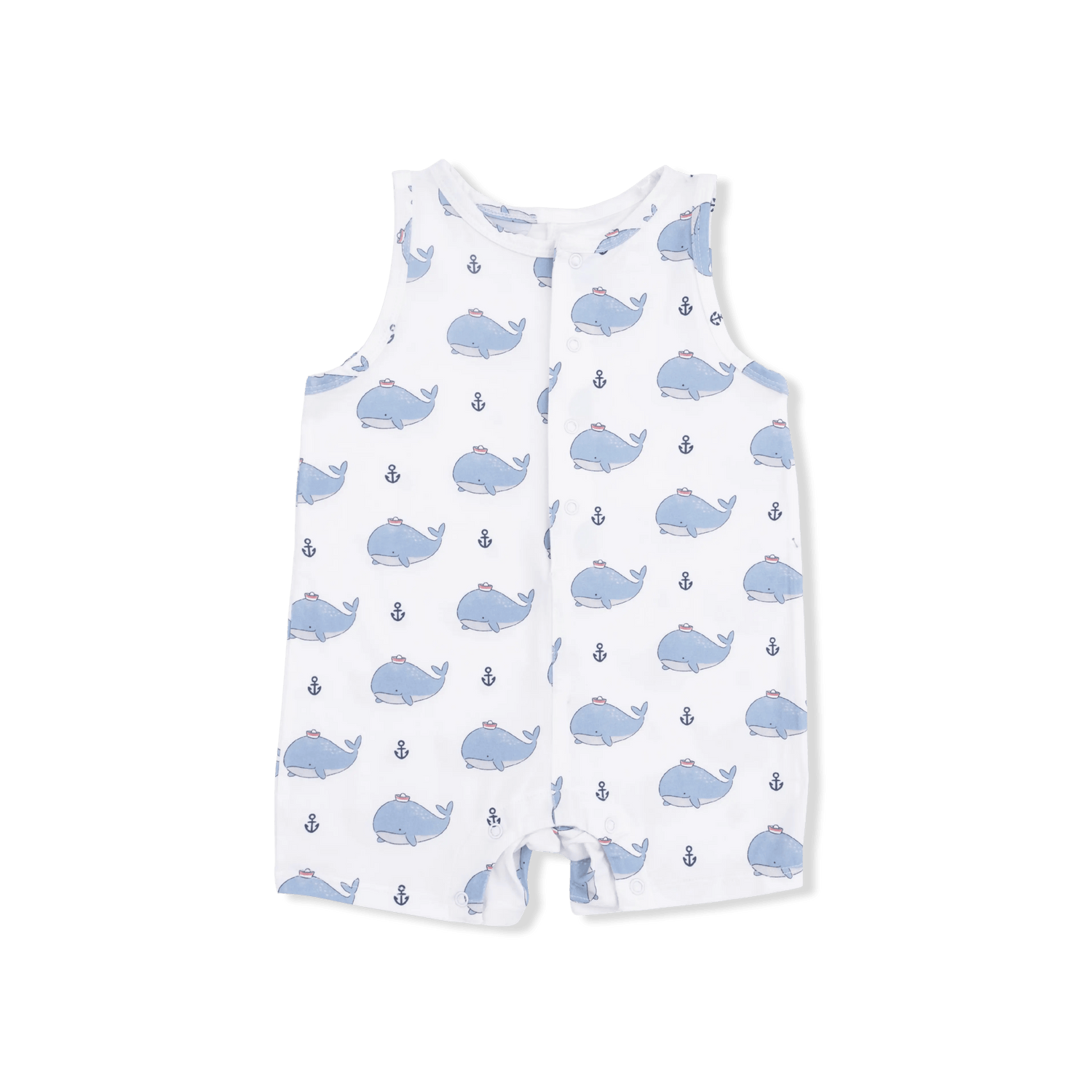 Angel Dear Bubbly Sailor Whales Blue - Sleeveless Shortie Romper - 