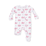 Angel Dear Bubbly Whale with Bow Pink - 2 Way Ruffle Back Zipper Footie - 