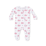 Angel Dear Bubbly Whale with Bow Pink - 2 Way Ruffle Back Zipper Footie - 