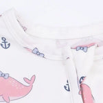 Angel Dear Bubbly Whale with Bow Pink - 2 Way Ruffle Back Zipper Footie - 