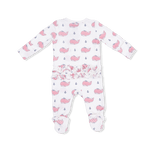 Angel Dear Bubbly Whale with Bow Pink - 2 Way Ruffle Back Zipper Footie - 
